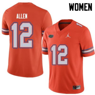 Women's Florida Gators #12 Jake Allen NCAA Jordan Brand Orange Authentic Stitched College Football Jersey FNL2462GL